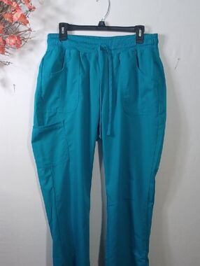 Scrubstar Teal Drawstring Cargo Scrub Pants